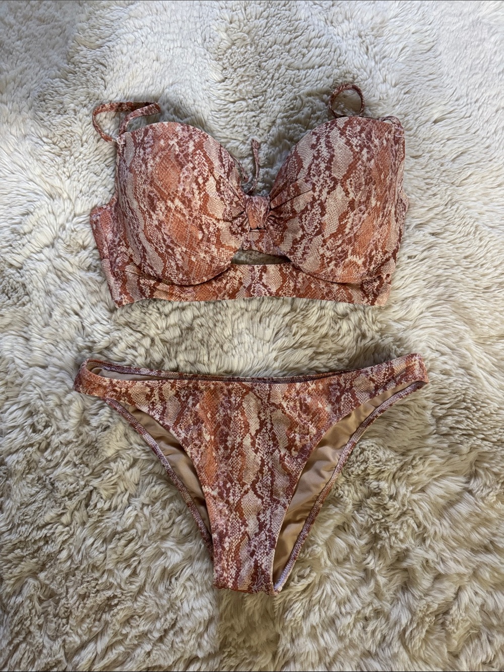 34DD Snake Print Bikini in Rust  Cream & Gold